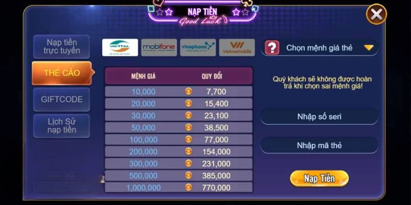 Cách nạp tiền tại 8us